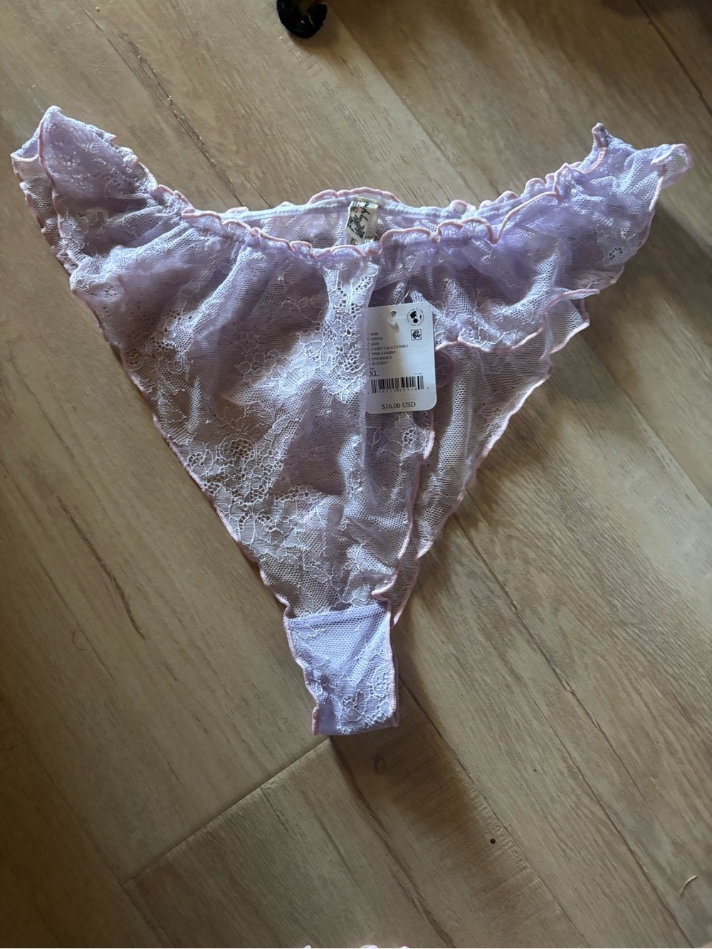 Free People Lavender Lace Ruffle Thong Panty